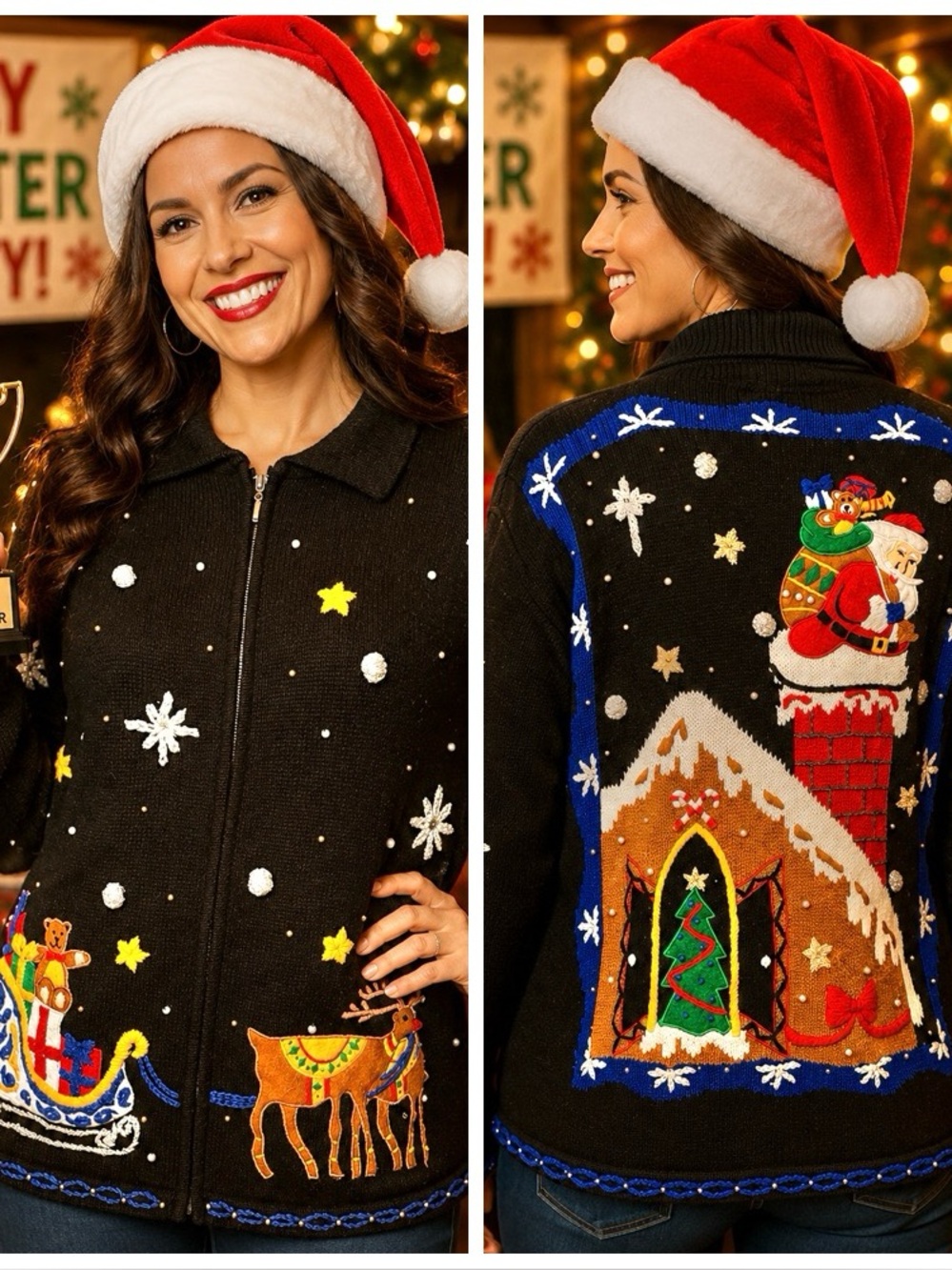 Classic Ugly Christmas Sweater Woman’s L Festive Designers Originals Studio
